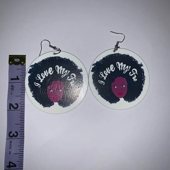 K) Set of 3 Black Girl Earring - Picture 9 of 9